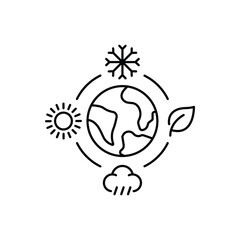 Climate change line icon. Global warming sign.