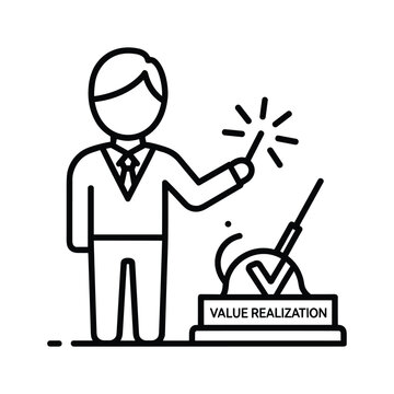 Businessman with magic wand creating value realization