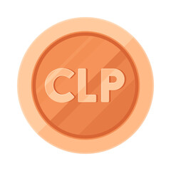 Copper coin with Chilean peso sign ($). Economy, finance, investment, profit, money, CLP currency concept. Flat vector illustration isolated on white background	