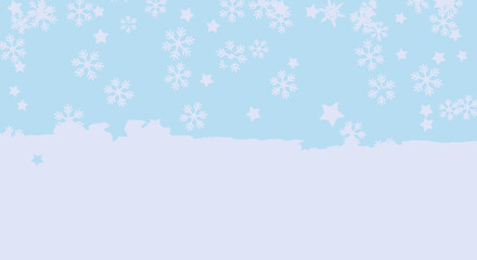 Winter Snowflake Stars Background With Snow Below Light Blue Shade