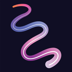 Abstract colorful wavy line with gradient on a dark blue background