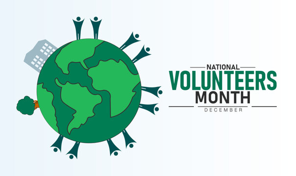 National Volunteers Month Poster Banner and Background Abstract Design Template Featuring Helping Hands and Heart Illustration for Charity Community Service Kindness Support and Social Awareness Campa