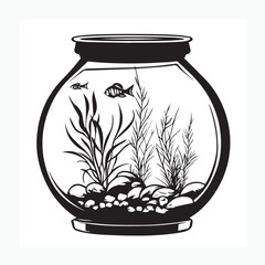 vector illustration of a glass jar with leaves