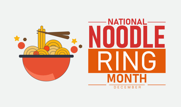 Noodle Ring Month Poster Banner and Background Abstract Design Template Featuring Creamy Pasta Ring Illustration with Cheese and Vegetables for Comfort Food Celebration Culinary Awareness and Classic