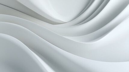 Smooth flowing white abstract sculpture with soft light and shadow background