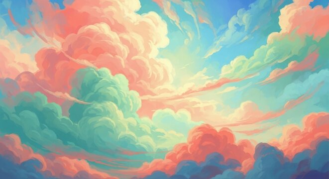 Dreamy pastel clouds in a vibrant sky