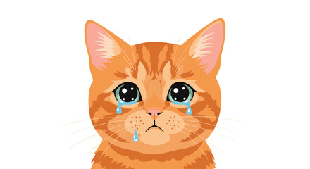 This adorable orange tabby kitten is crying big tears because it misses its mom and wants a cuddle.