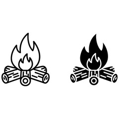 Bonfire icon in outline and glyph style for web design