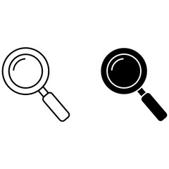 Magnifying glass icon in outline and solid style