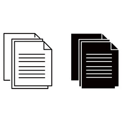 Two versions of a document icon, one in outline and one in solid fill