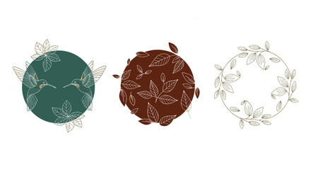 These are three circles with a rustic texture and a floral overlay.