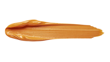 textured abstract orange color paint stroke isolated on transparent background, png