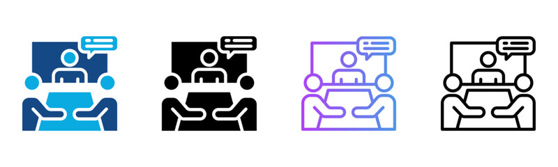 Video Conference Icon Multiple Style Vector Illustration
