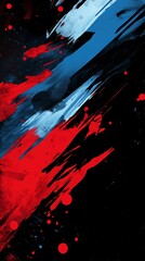 Vibrant Abstract Art With Bold Red and Blue Brush Strokes on a Black Background