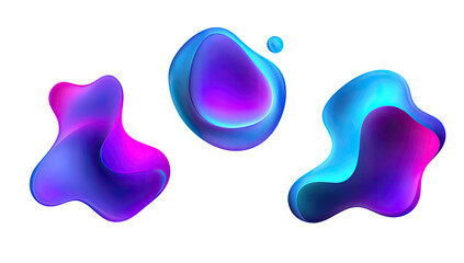 Abstract digital art of three glowing, amorphous, and fluid forms with a dark background