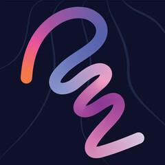 Colorful gradient line art on dark blue background illustration design