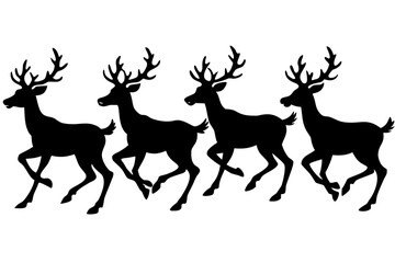 Naklejka premium Reindeer running pack silhouette vector illustration 