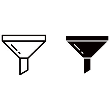 Funnel icon set, line and silhouette version