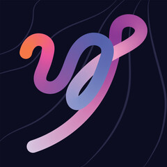 Abstract gradient line art design with flowing curves on dark background