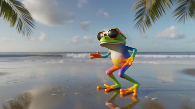 Beach Frog Dance with Sunglasses