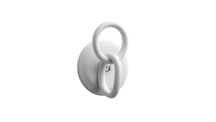 Modern white ceiling hook with connected loops on a sleek circular base; monochrome design