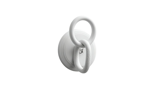Modern white ceiling hook with connected loops on a sleek circular base; monochrome design