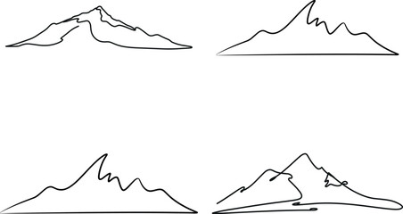 Simple Continuous One-Line Mountain Shapes for Modern Minimalist Design