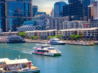 12 November 2025 Darling Harbour on Parramatta River Sydney Harbour on a warm spring Blue Sky day in Sydney NSW Australia