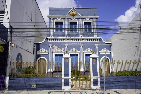 Fortaleza, Brazil, November 12, 2025. The Ben Bol building, dating from the Portuguese colonial period, with neoclassical features such as gables and columns, commemorates the playwright Ben Bol.