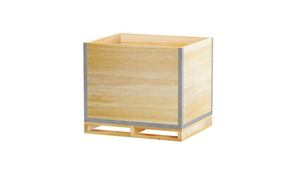 empty wooden crate box 3D rendering