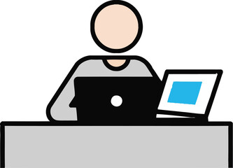 Man holding laptop technology illustration
