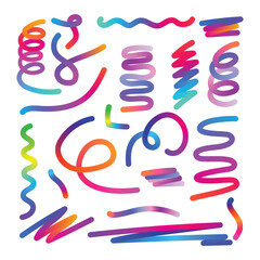 Assorted colorful gradient swirls and lines design