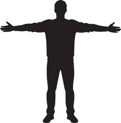 Silhouette of a person with arms outstretched symbolizing freedom and human rights for all