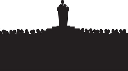 Speaker addresses crowd at podium symbolic of human rights day and public speaking events