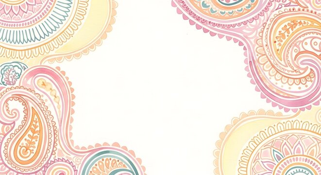 
soft pastel doily pattern frame for wedding invitations, baby shower greeting card background, feminine scrapbooking template, or website border design and craft projects, with copy space