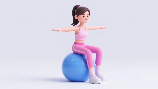 Woman exercising on fitness ball - Powered by Adobe