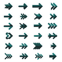 Minimal vector geometric arrows, flat design, isolated icons 