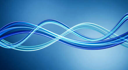 Fototapeta premium Blue abstract flowing light waves on gradient background