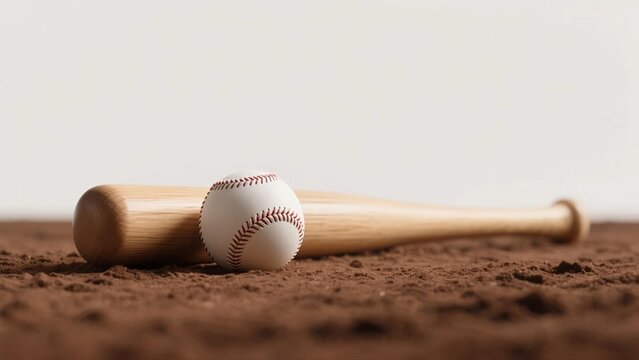 Baseball and bat on ground