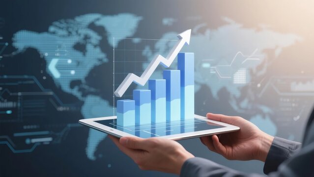 Business growth chart on tablet