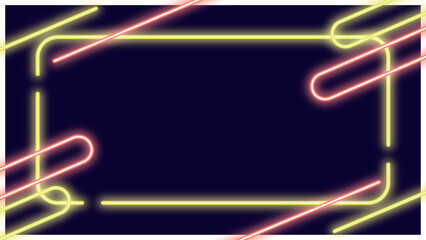 黄色とオレンジのポップで可愛いネオン線フレーム背景