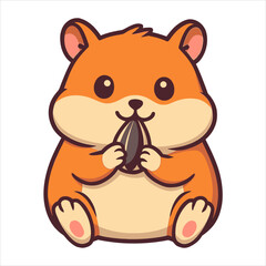 Adorable Cartoon Hamster Holding Sunflower Seed Playful and Cute Illustration.