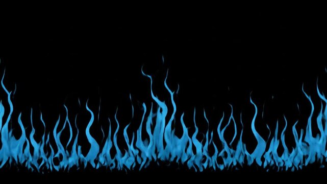 Abstract blue flames graphic against a black background copy space
