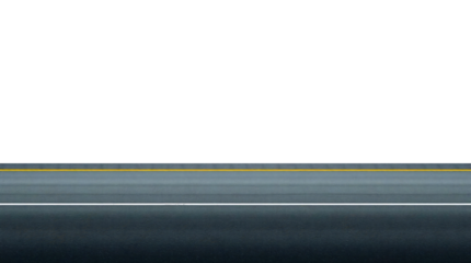 Empty asphalt road isolated on transparent background