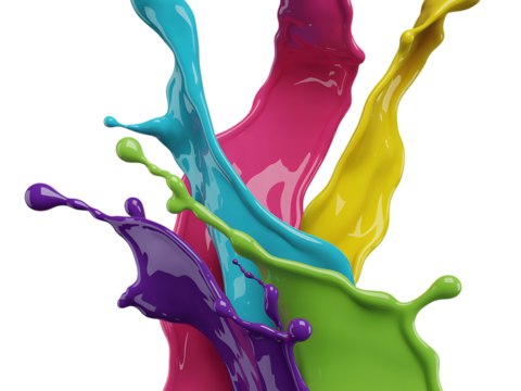 Colorful paint splash isolated on transparent background