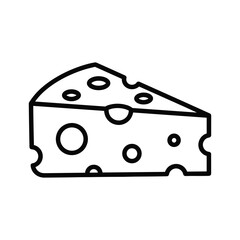 Simple line art of a cheese wedge, , ideal for foodrelated designs and illustrations