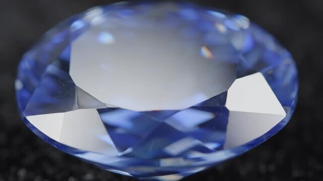Blue Sapphire Gemstone Faceted Jewel, Close-Up Gem