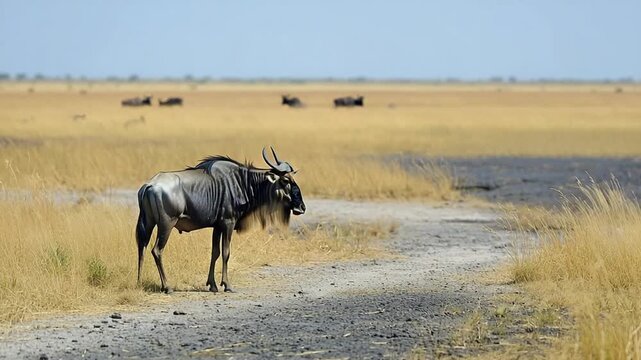 wildebeest gnu african wildlife video