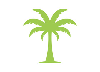 Coconut Tree Logo, Palm Tree Plant Vector, Simple Icon Green Silhouette Template Design

