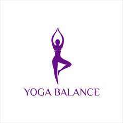 Harmony Yoga Logo Design ,Vector Symbol of Wellness, Balance, and Meditation Featuring a Human Silhouette in Tree Pose for Health, Fitness, Spa, and Mindfulness Branding